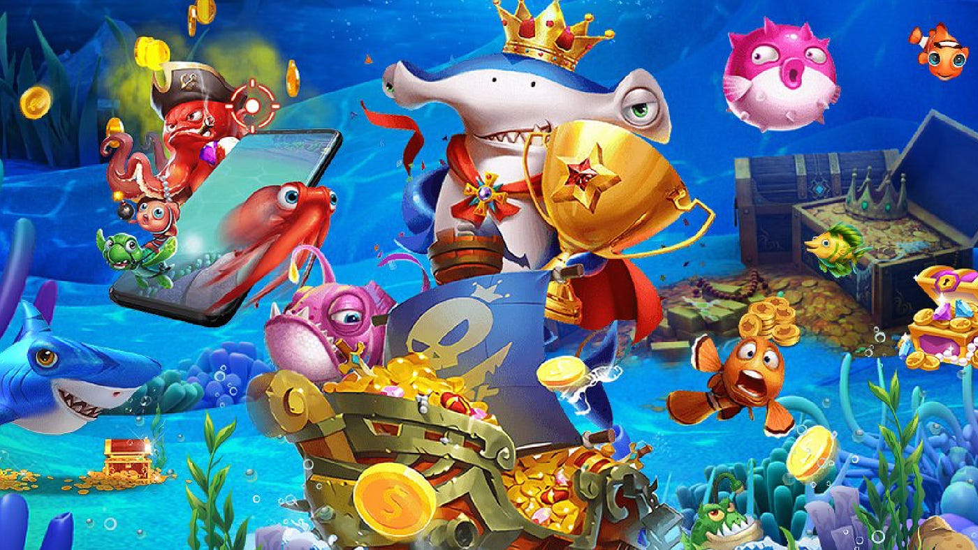 ฉากเกมยิงปลาและเป้าหมายบนหน้าจอ rm6